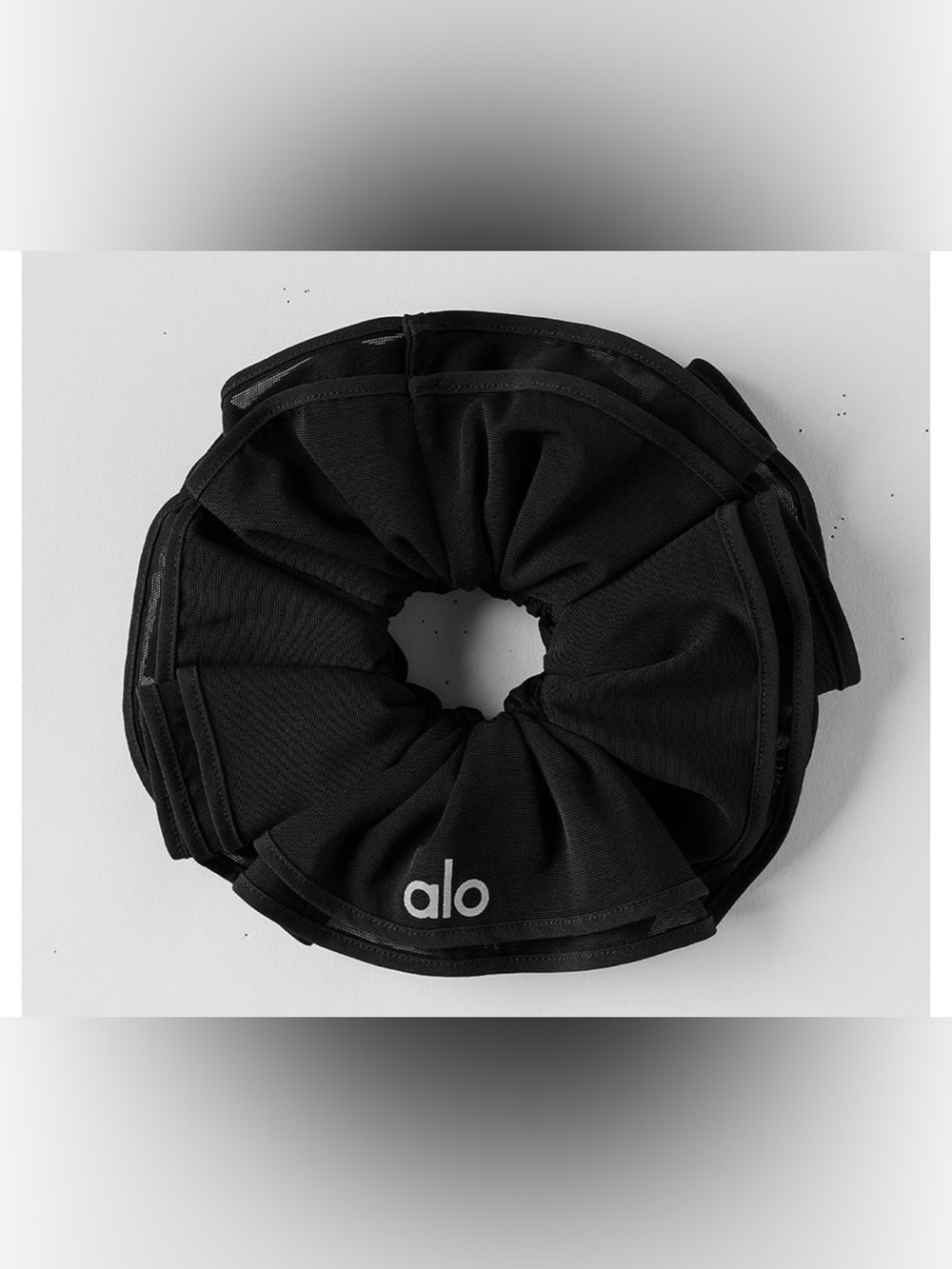 Alo Yoga Women’s Mesh Sweet Nothing Oversize Scrunchie in Black.